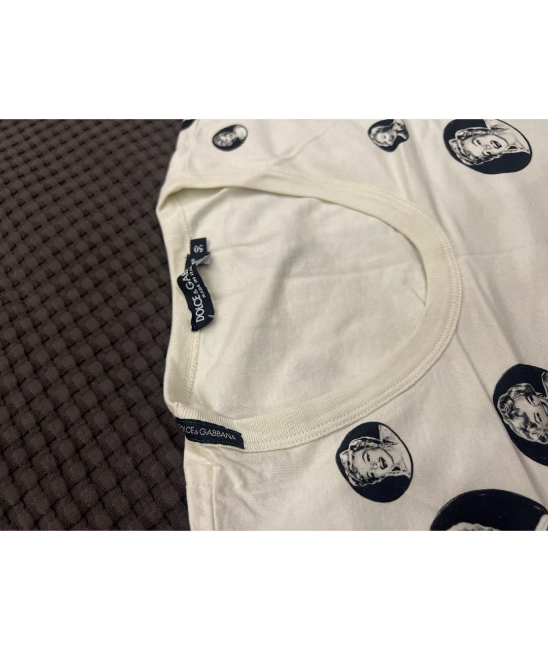 DOLCE&GABBANA Белая хлопковая футболка, фото 3