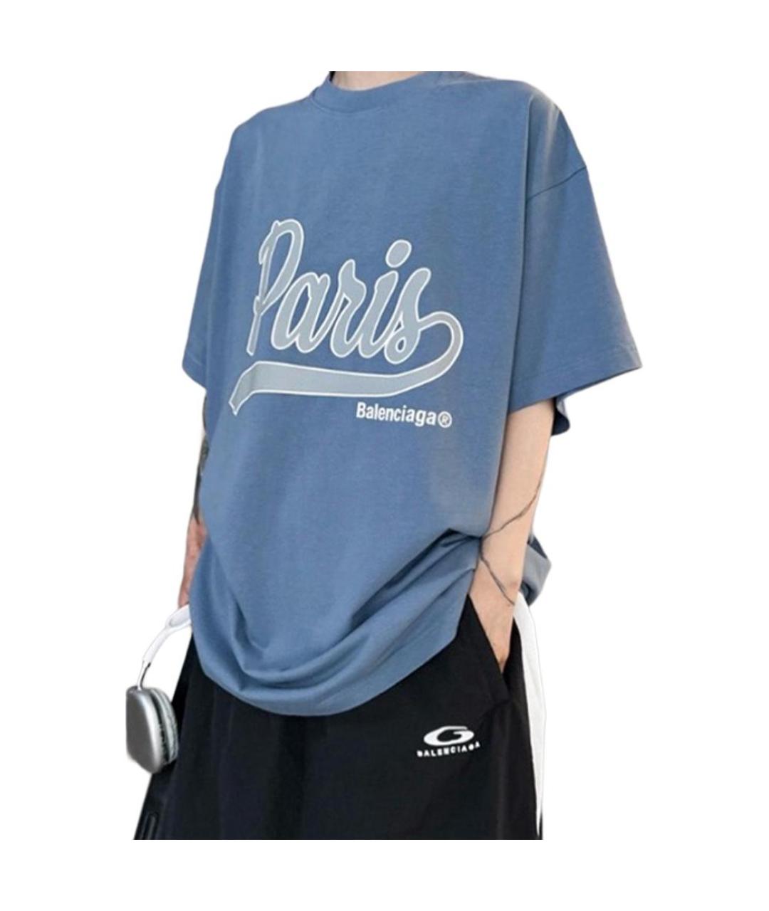 BALENCIAGA Синяя футболка, фото 3