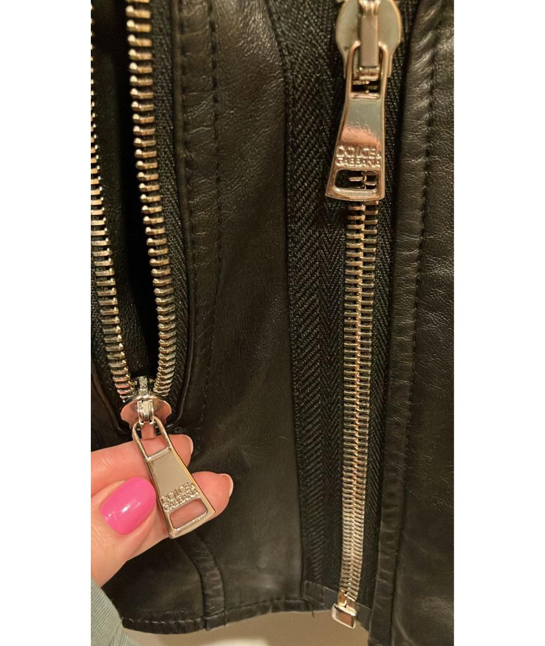 DOLCE&GABBANA Черная кожаная куртка, фото 5