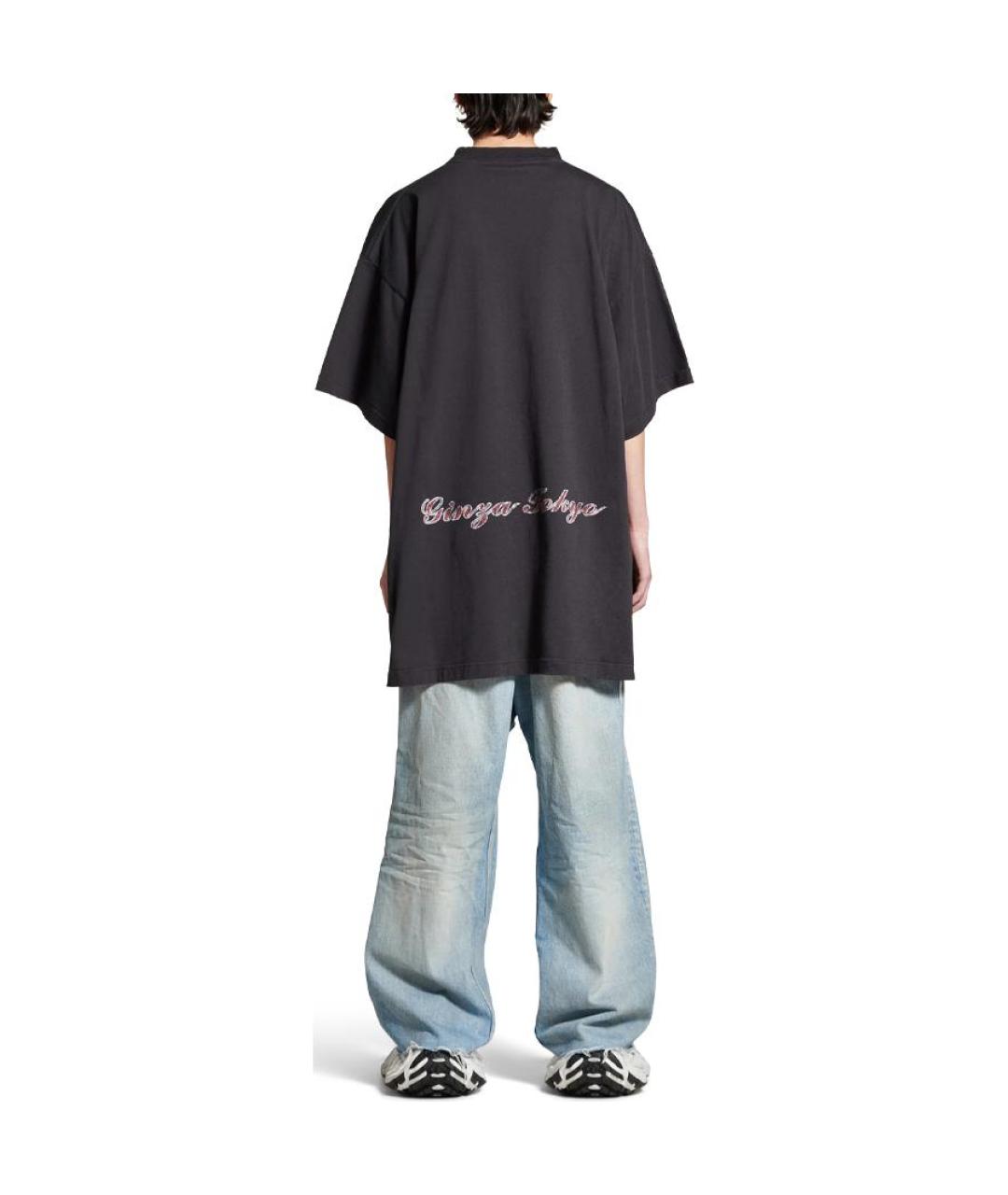 BALENCIAGA Черная хлопковая футболка, фото 4