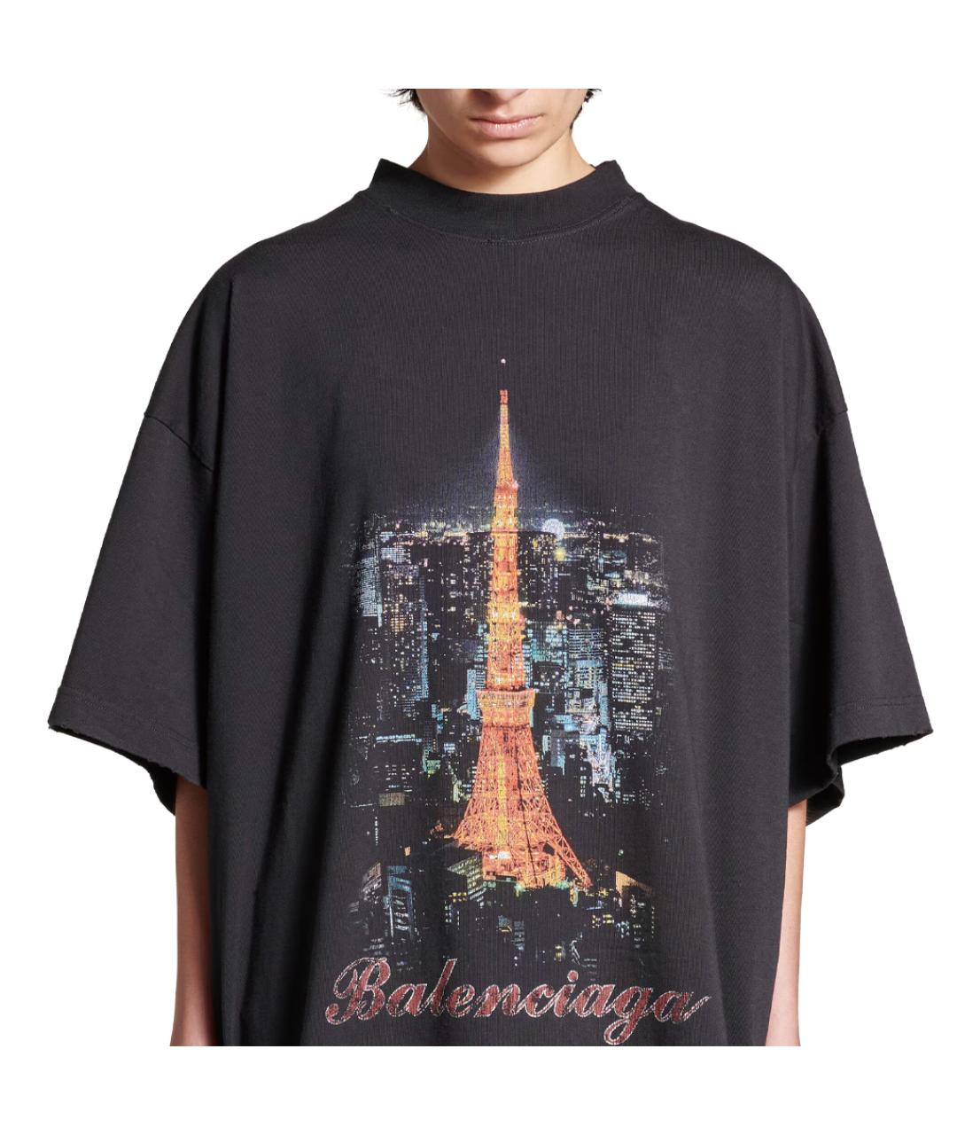 BALENCIAGA Черная хлопковая футболка, фото 6