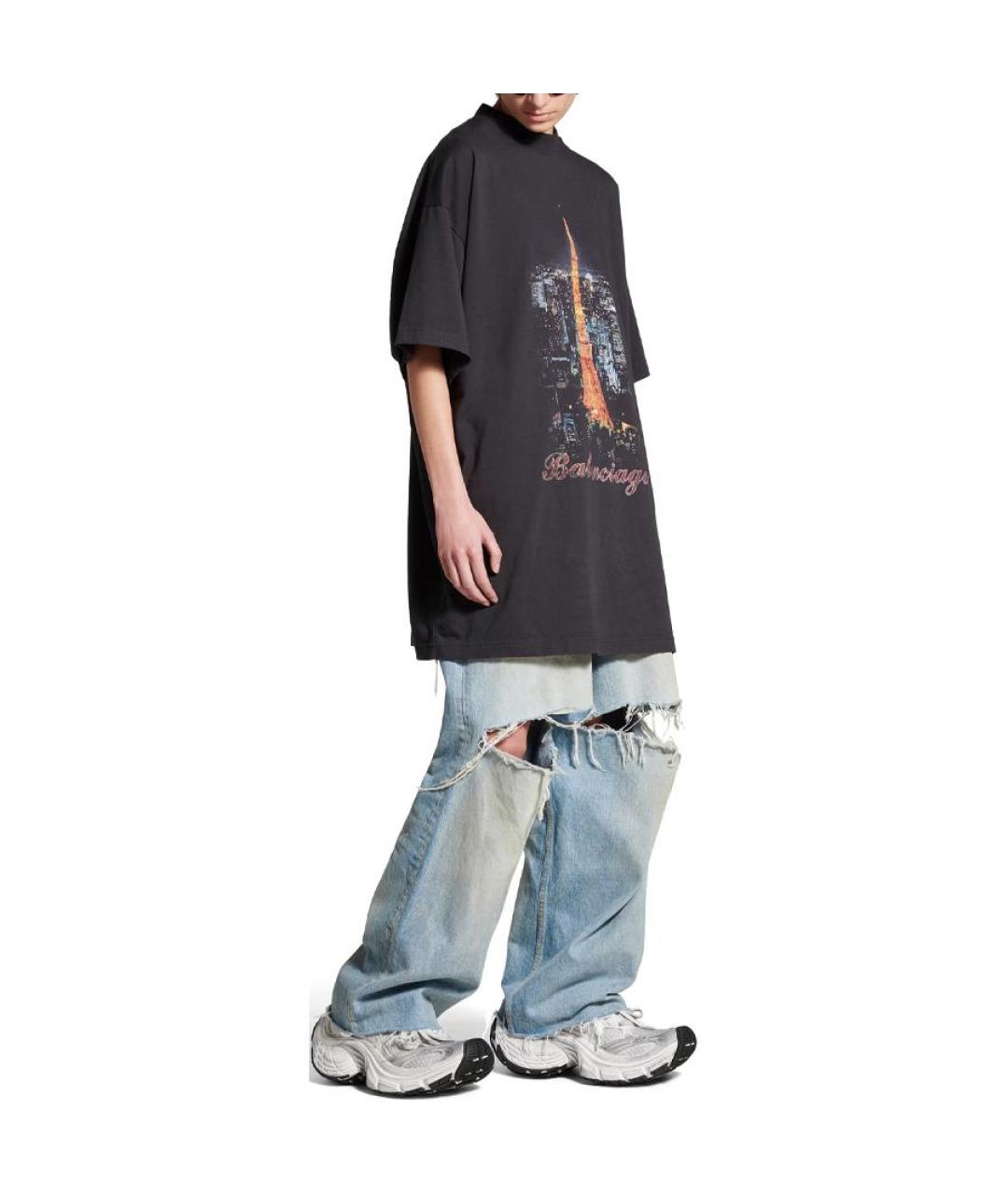 BALENCIAGA Черная хлопковая футболка, фото 3