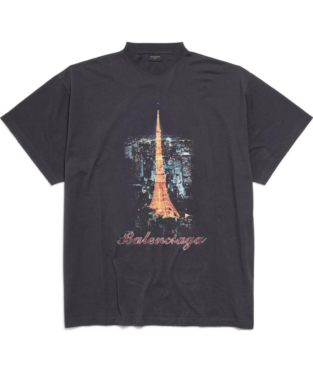 BALENCIAGA Черная хлопковая футболка, фото 1