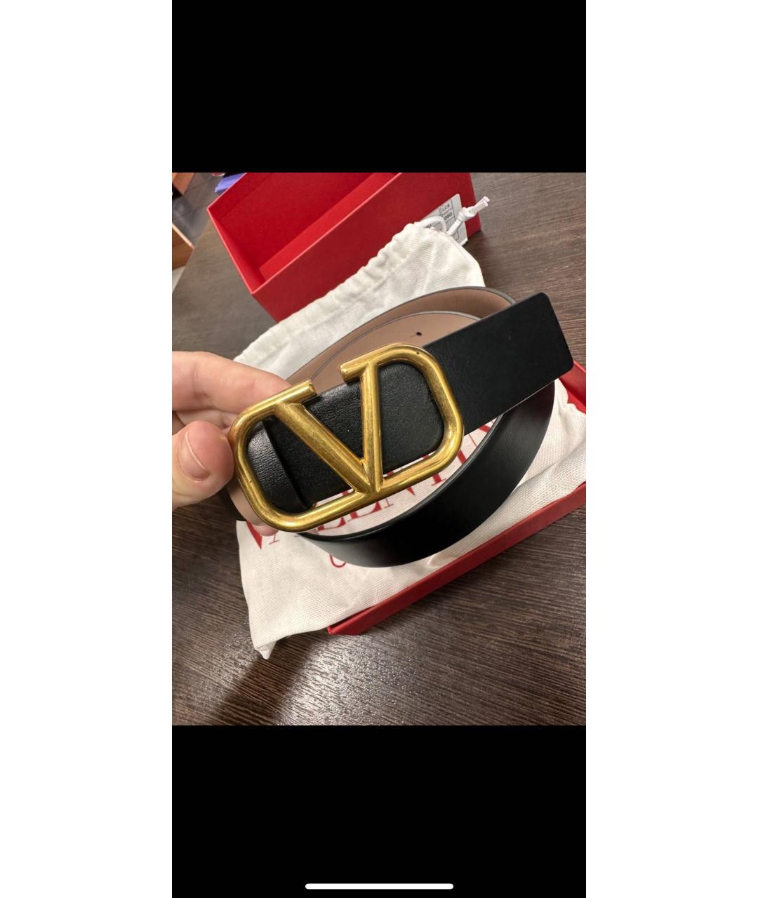 VALENTINO Черный кожаный ремень, фото 6