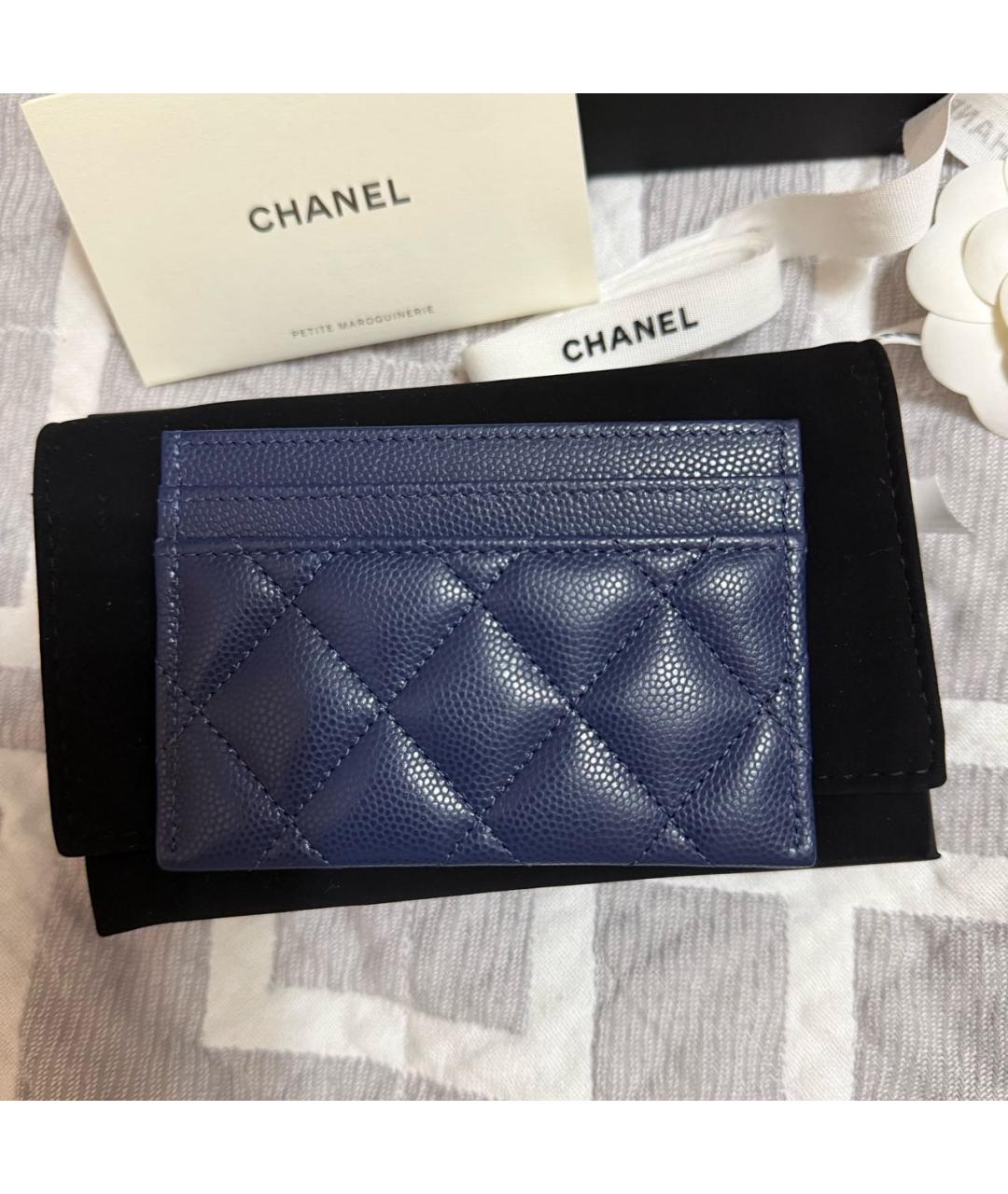 CHANEL Темно-синий кожаный кардхолдер, фото 2
