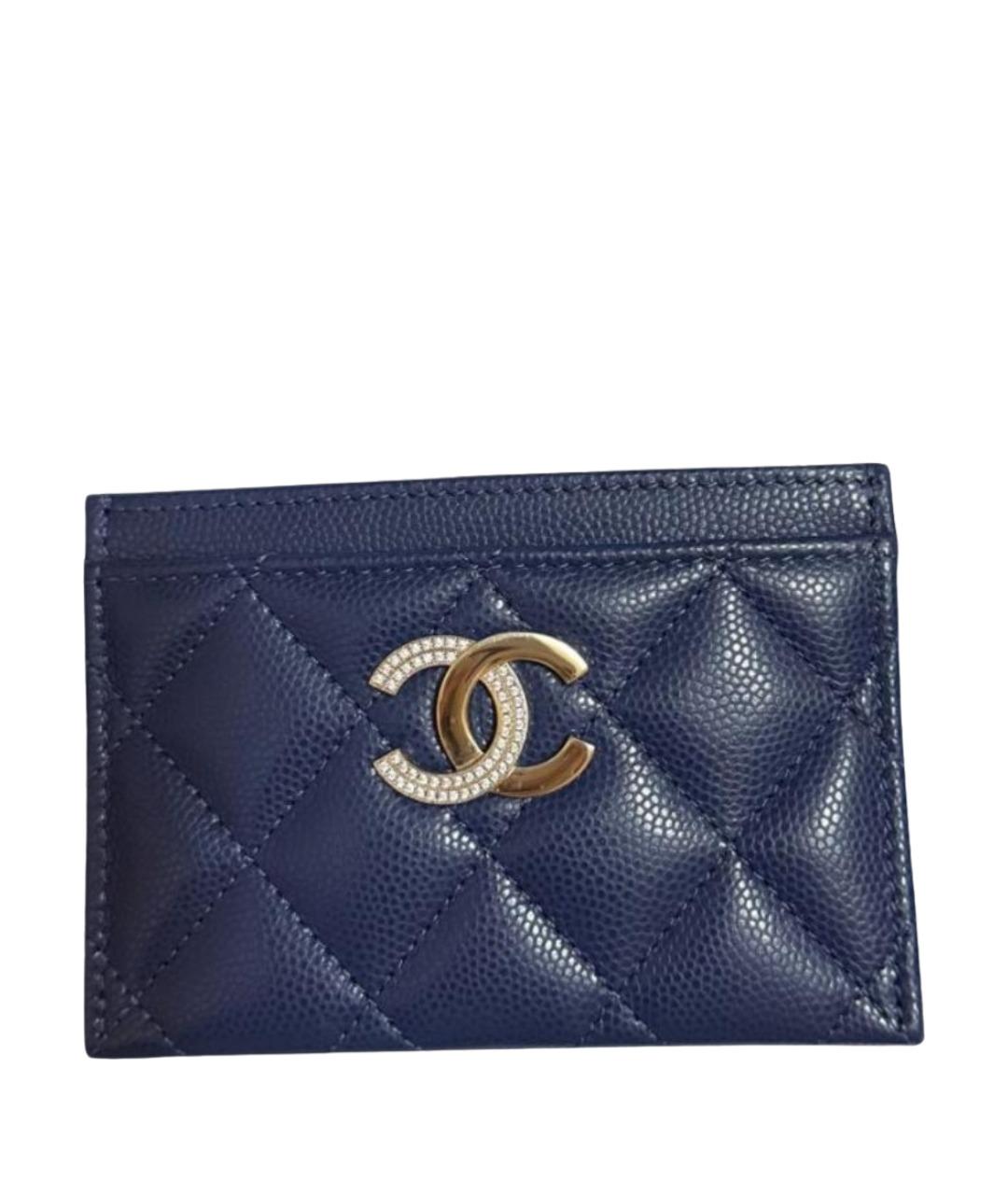 CHANEL Темно-синий кожаный кардхолдер, фото 1