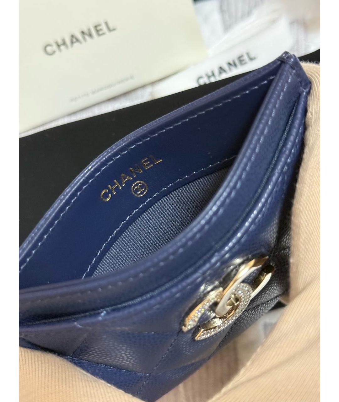 CHANEL Темно-синий кожаный кардхолдер, фото 4
