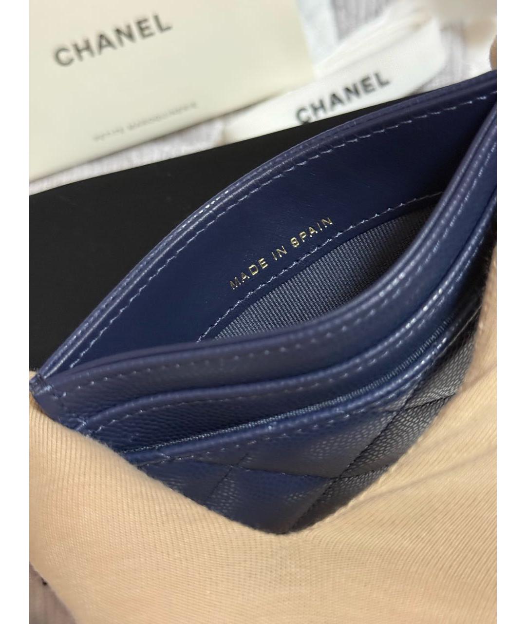 CHANEL Темно-синий кожаный кардхолдер, фото 3