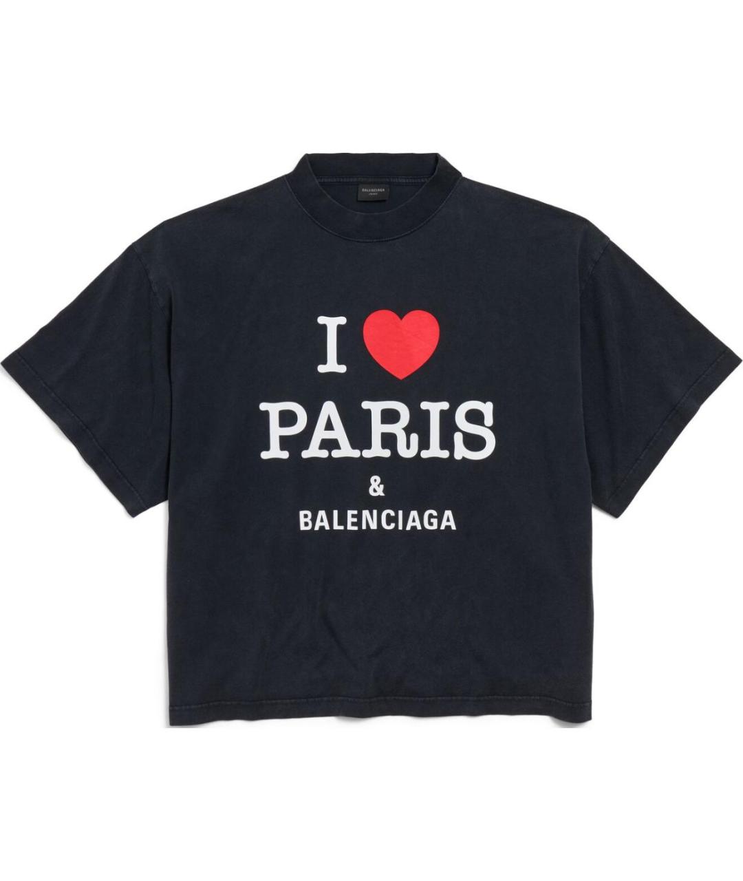 BALENCIAGA Черная хлопковая футболка, фото 1