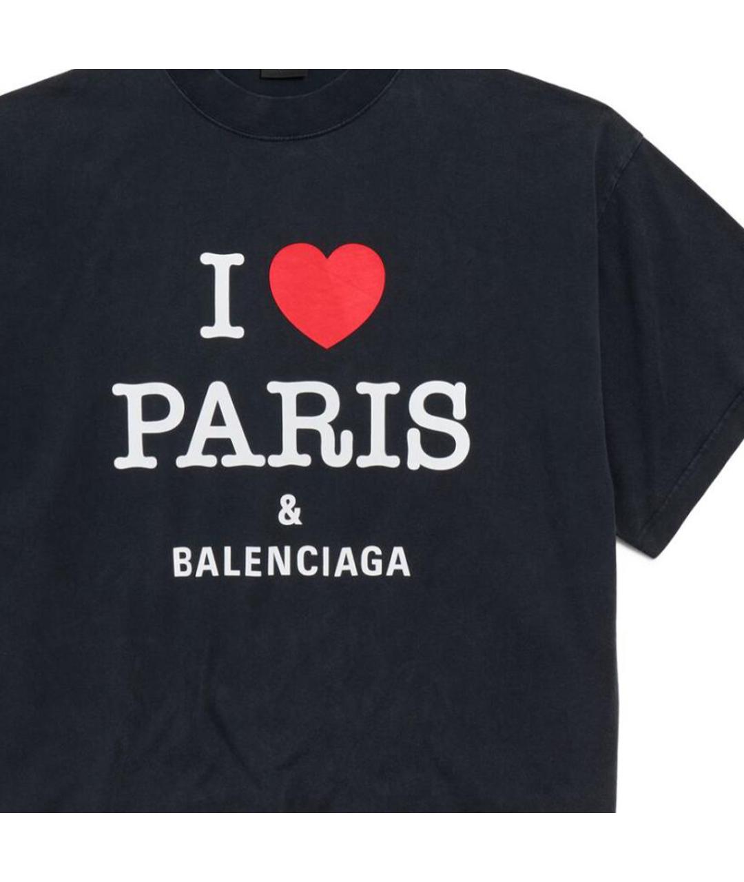 BALENCIAGA Черная хлопковая футболка, фото 4