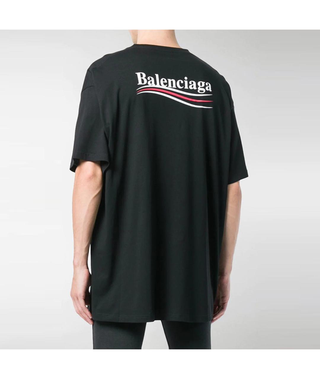 BALENCIAGA Черная хлопковая футболка, фото 2