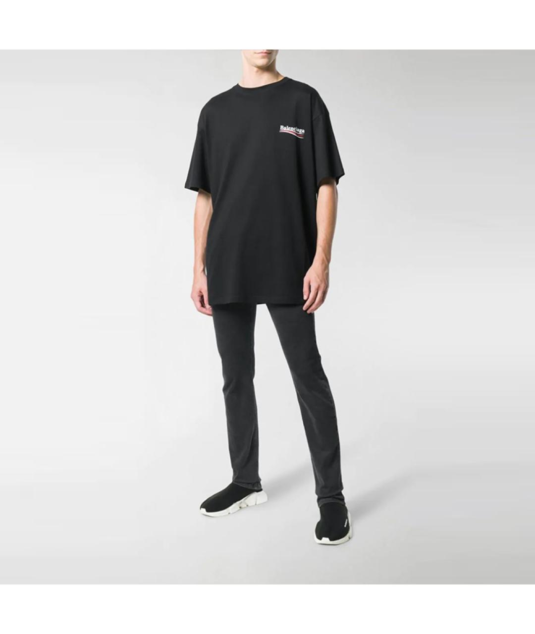 BALENCIAGA Черная хлопковая футболка, фото 3