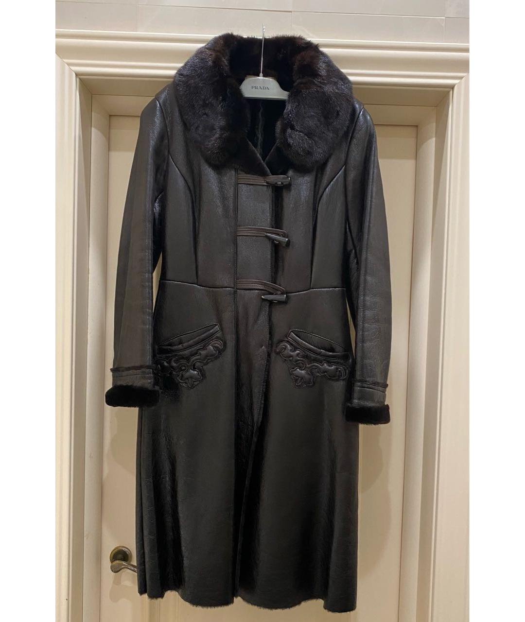 PRADA Коричневая кожаная дубленка, фото 5