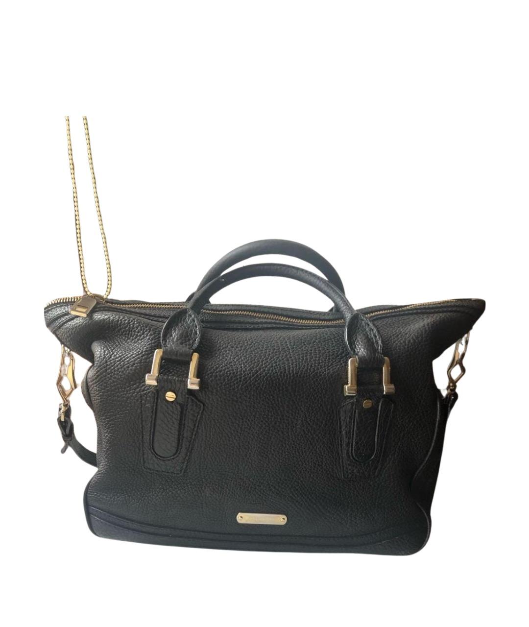 BURBERRY Черная кожаная сумка с короткими ручками, фото 1