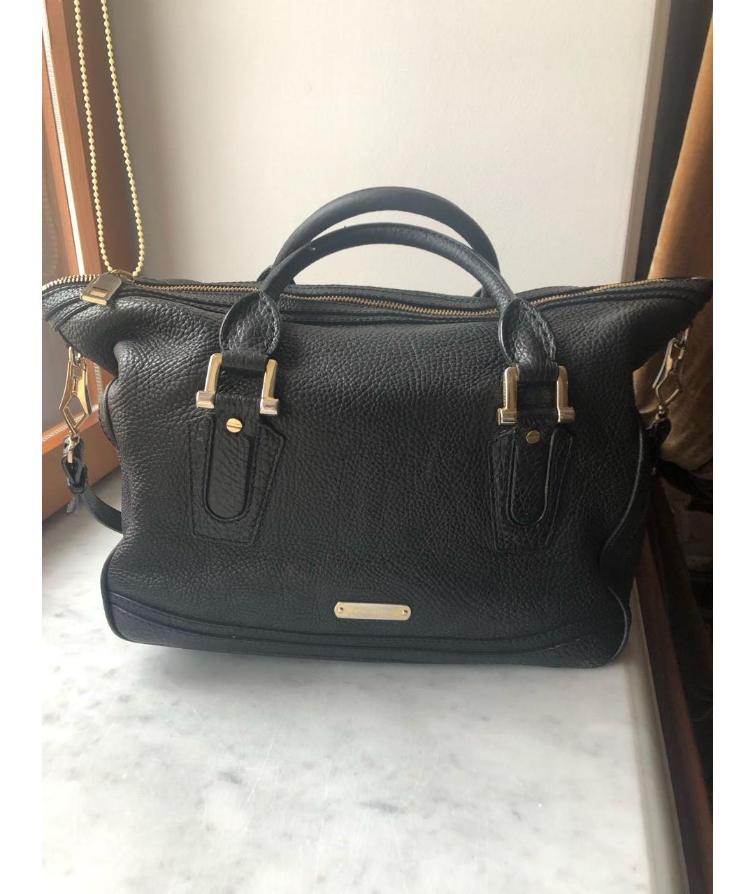 BURBERRY Черная кожаная сумка с короткими ручками, фото 9