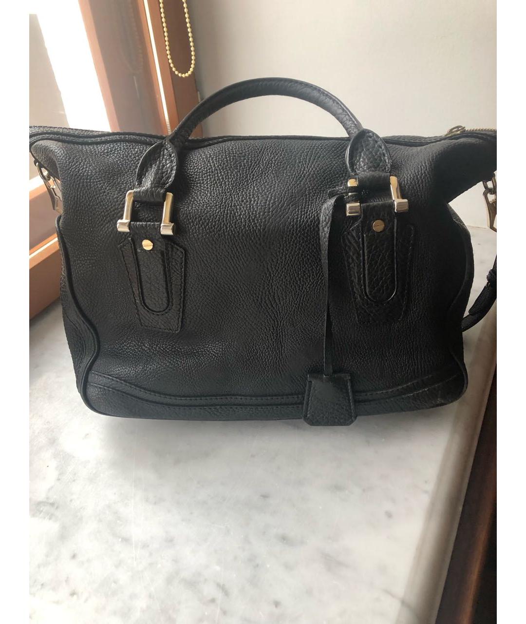 BURBERRY Черная кожаная сумка с короткими ручками, фото 3