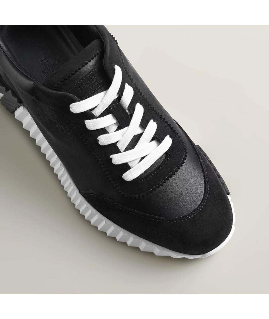 HERMES Черные кожаные низкие кроссовки / кеды, фото 3