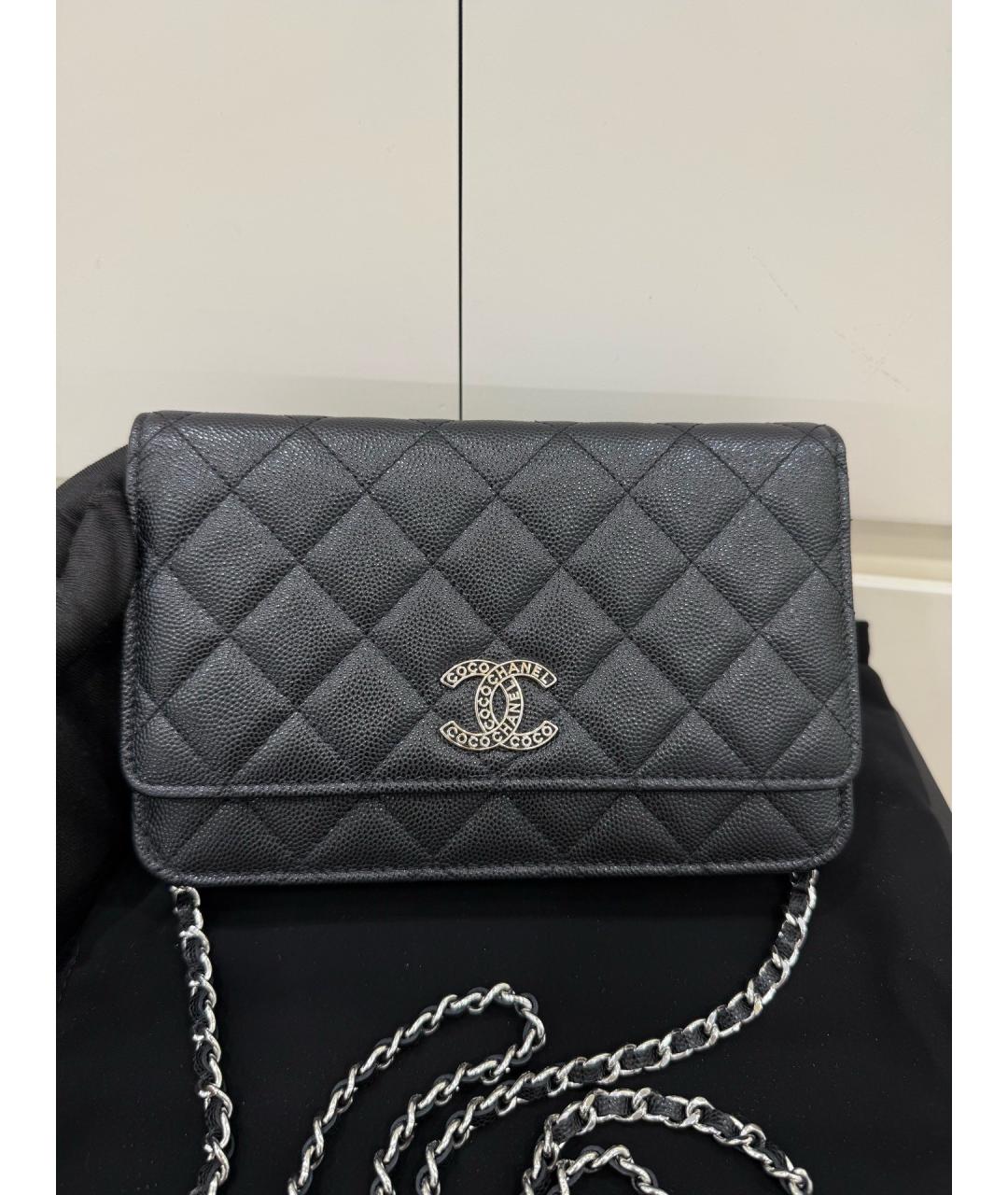 CHANEL Черная кожаная сумка через плечо, фото 2