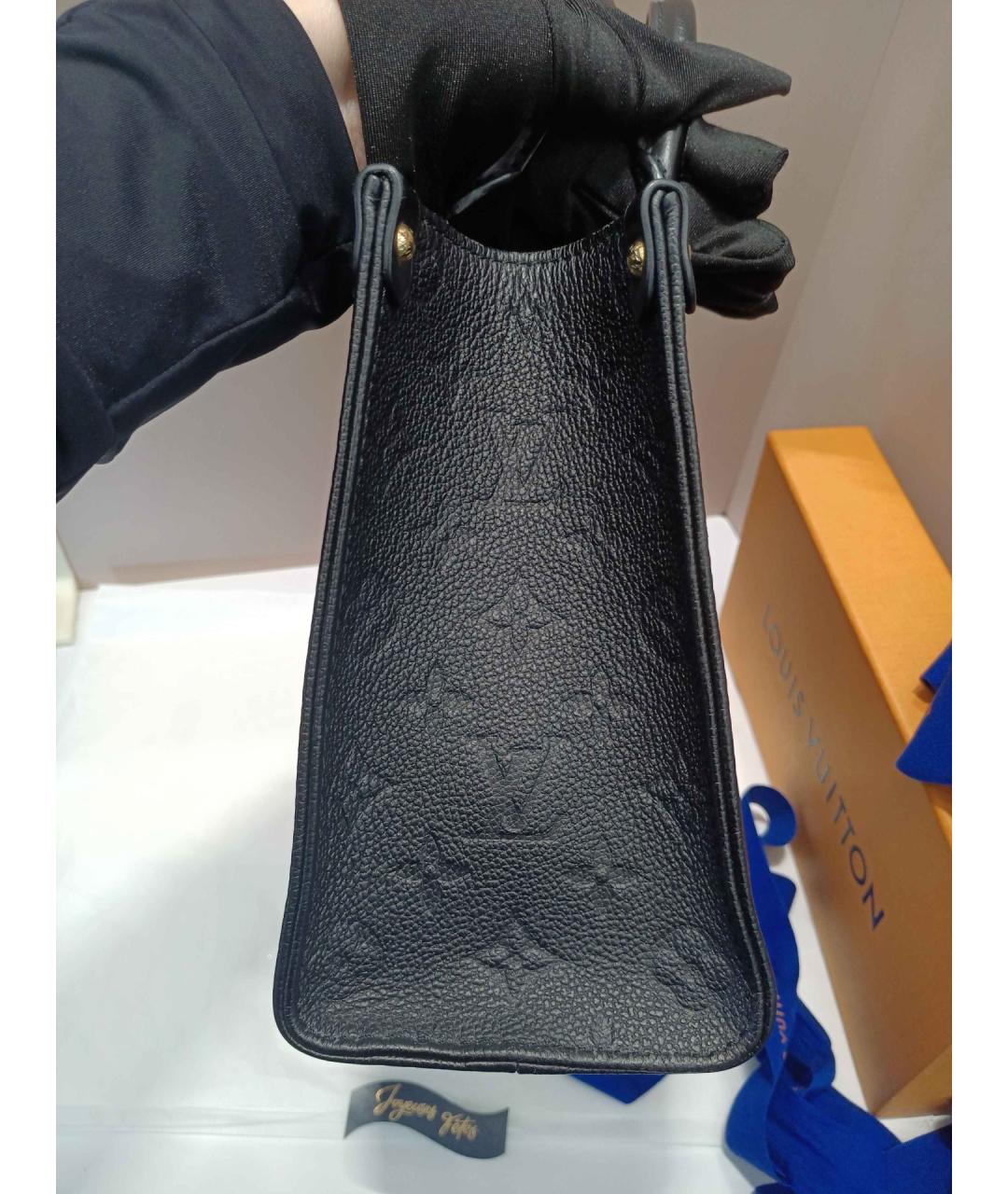 LOUIS VUITTON Черная кожаная сумка тоут, фото 4