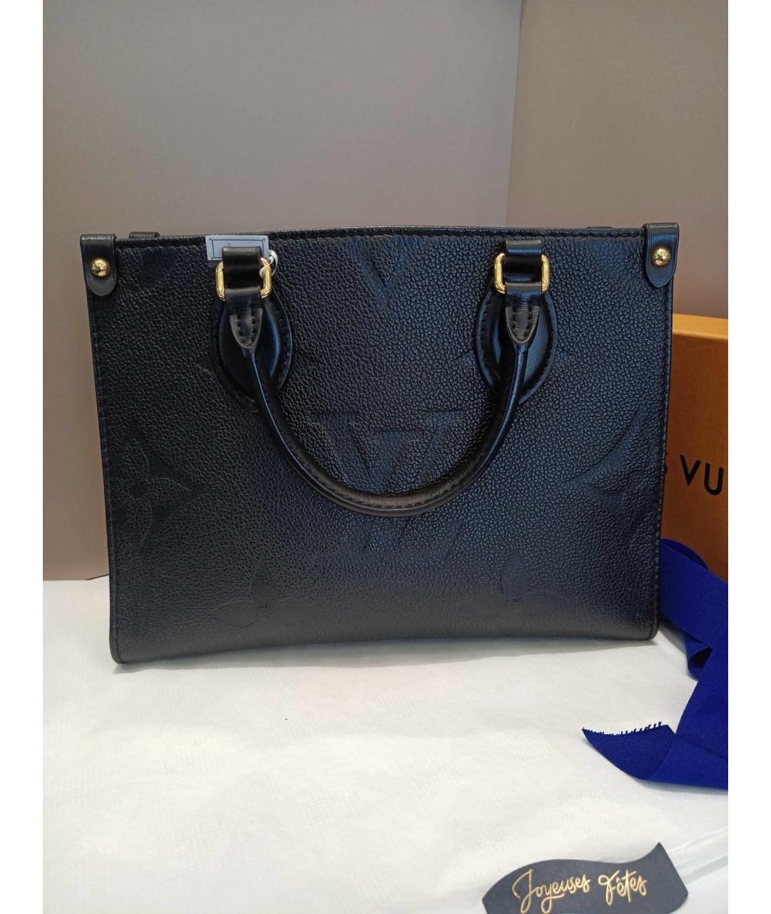 LOUIS VUITTON Черная кожаная сумка тоут, фото 2