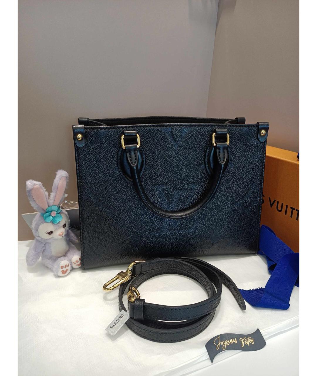 LOUIS VUITTON Черная кожаная сумка тоут, фото 9