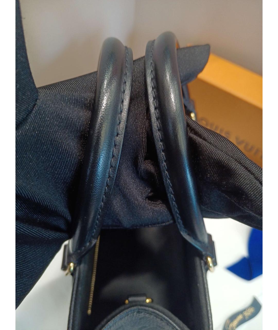 LOUIS VUITTON Черная кожаная сумка тоут, фото 6