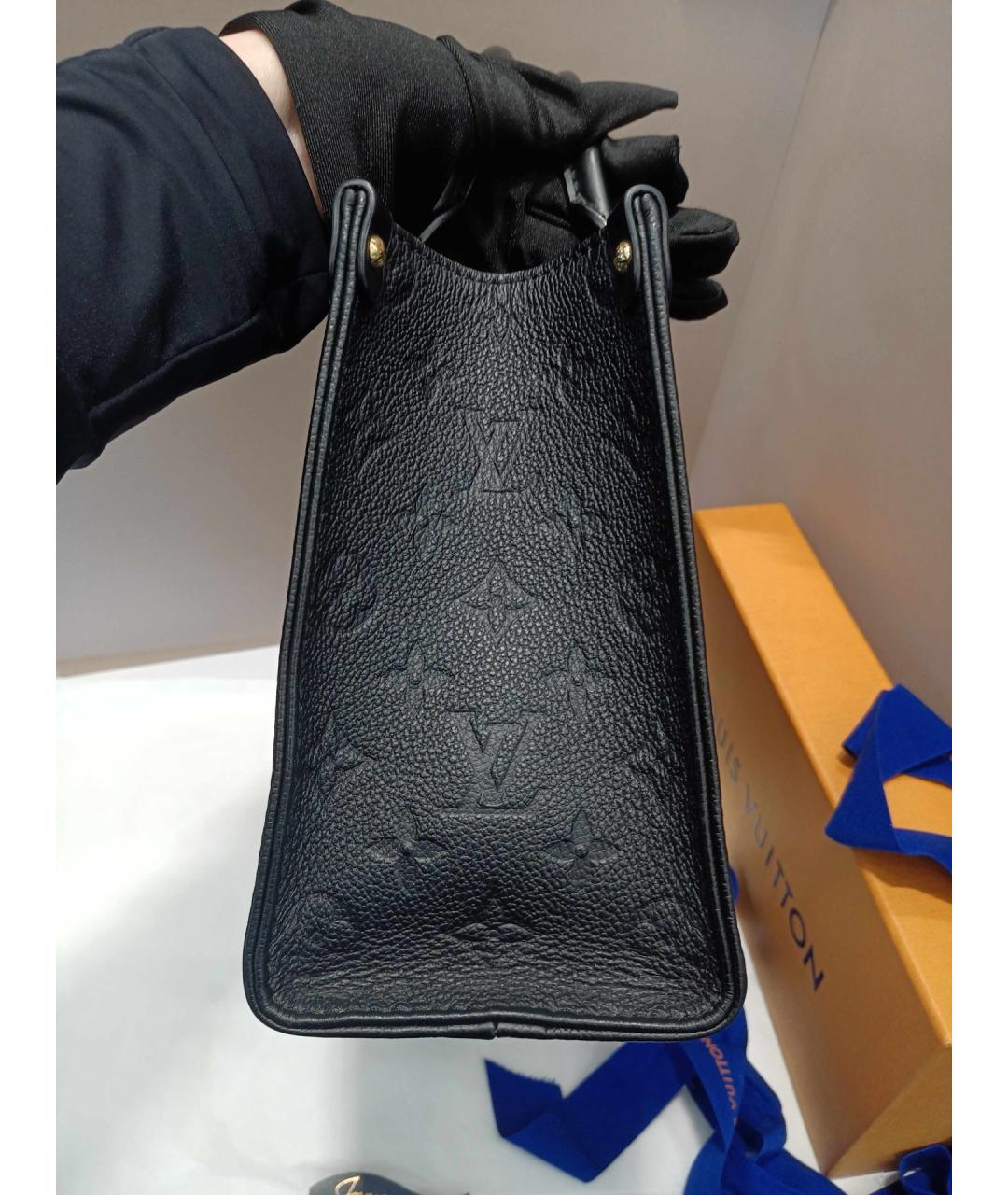 LOUIS VUITTON Черная кожаная сумка тоут, фото 3