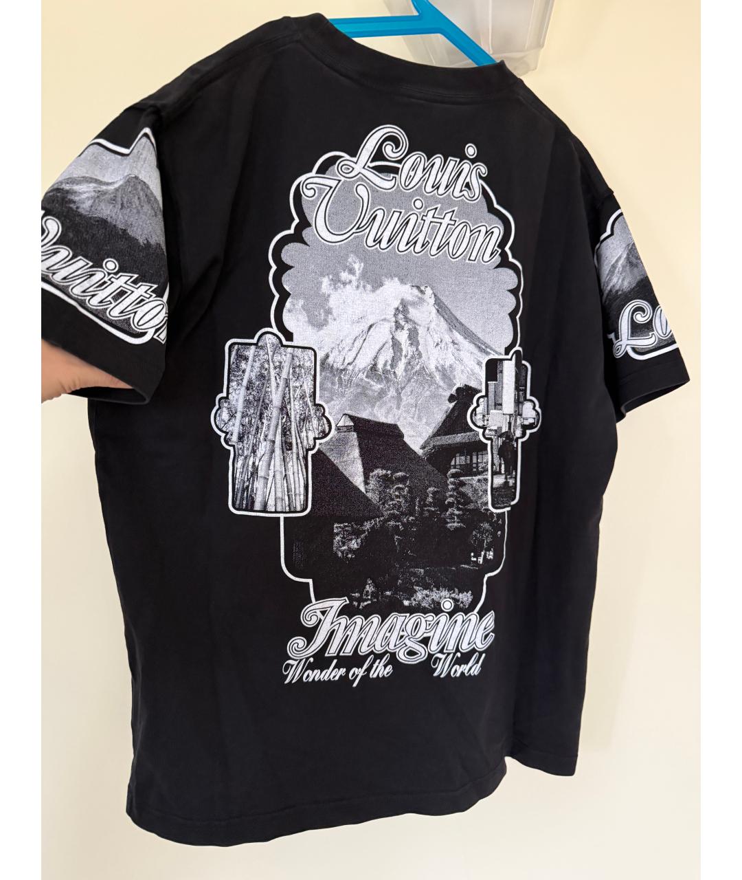 LOUIS VUITTON Черная хлопковая футболка, фото 3