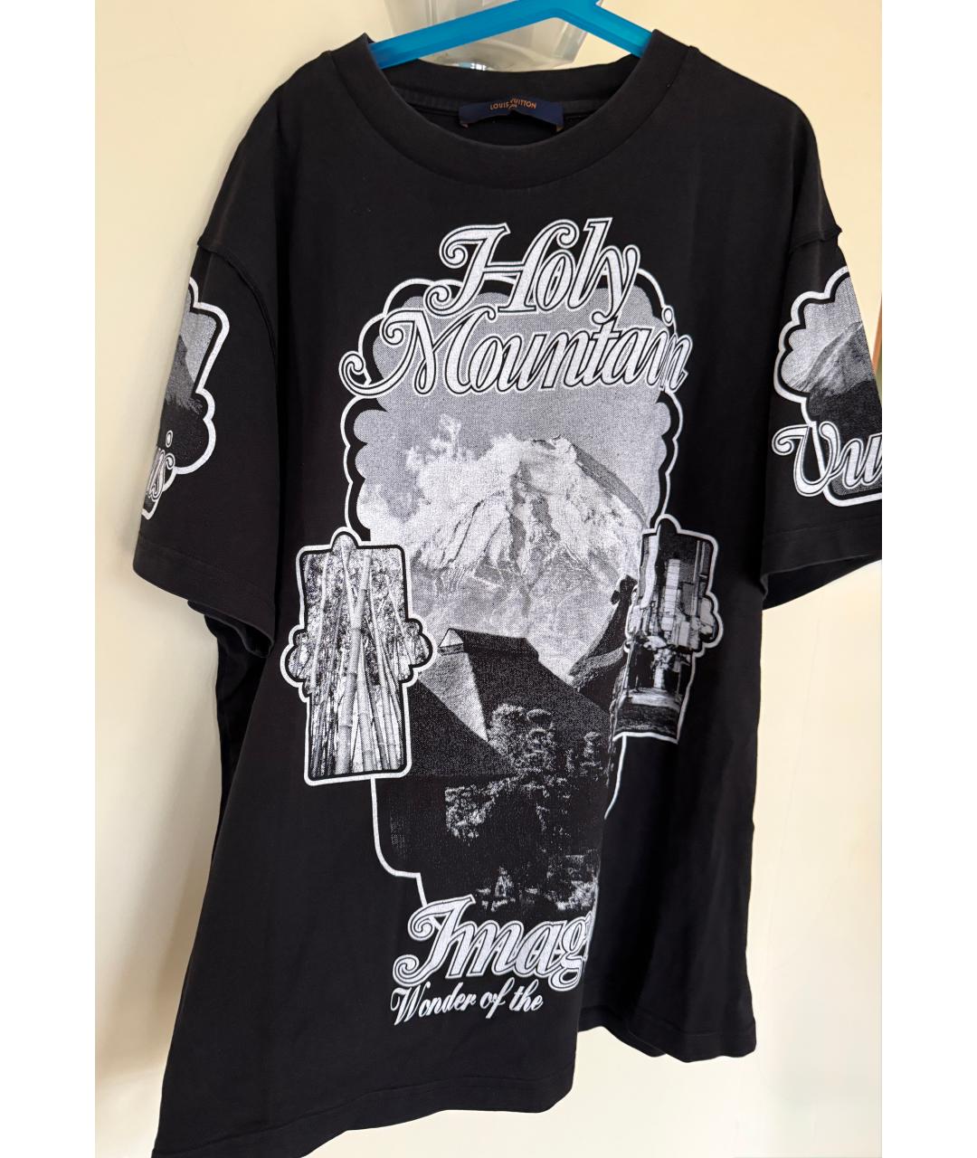 LOUIS VUITTON Черная хлопковая футболка, фото 7
