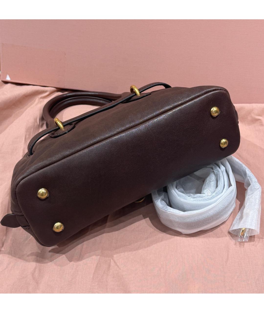 MIU MIU Коричневая кожаная сумка с короткими ручками, фото 7