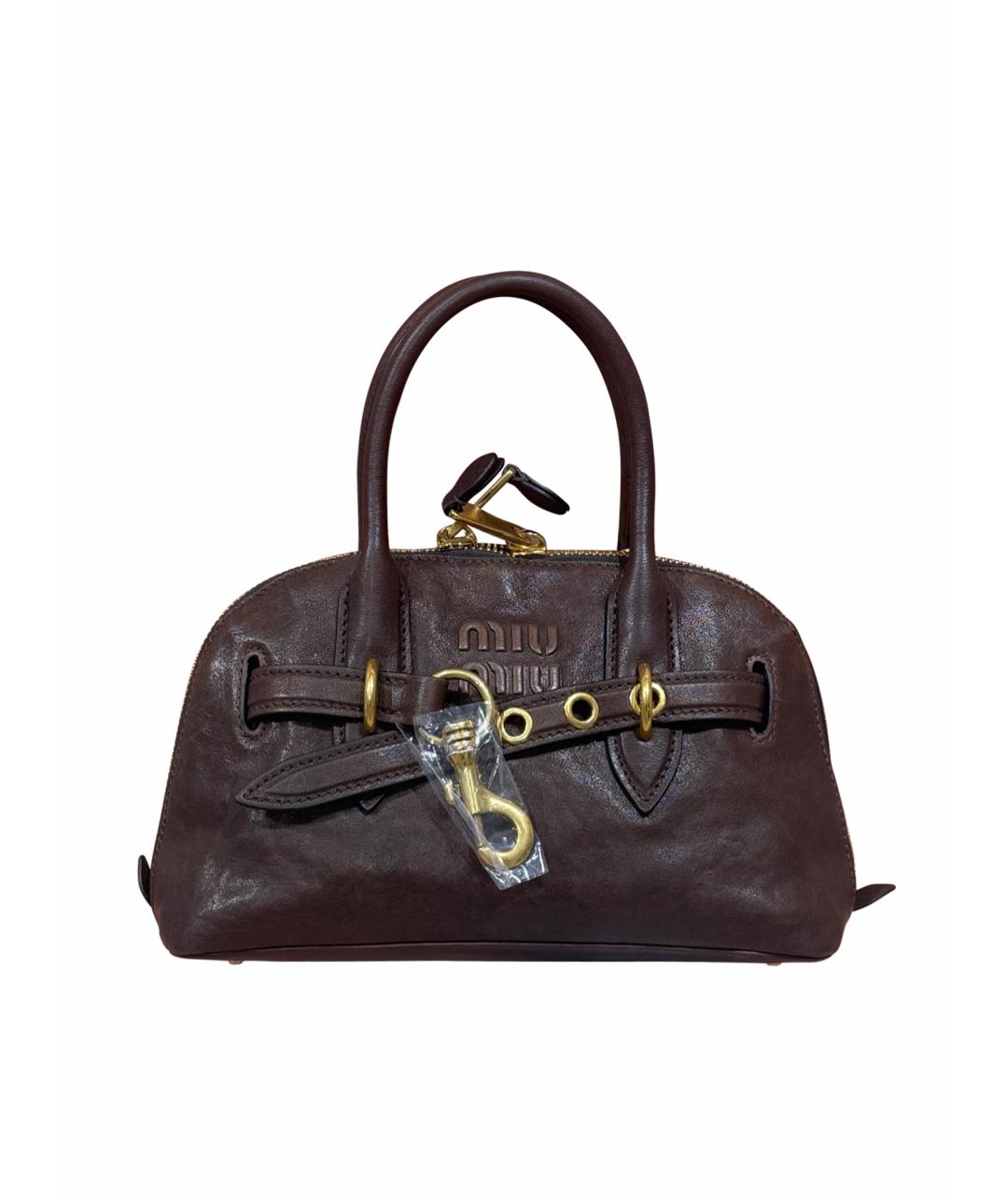 MIU MIU Коричневая кожаная сумка с короткими ручками, фото 1
