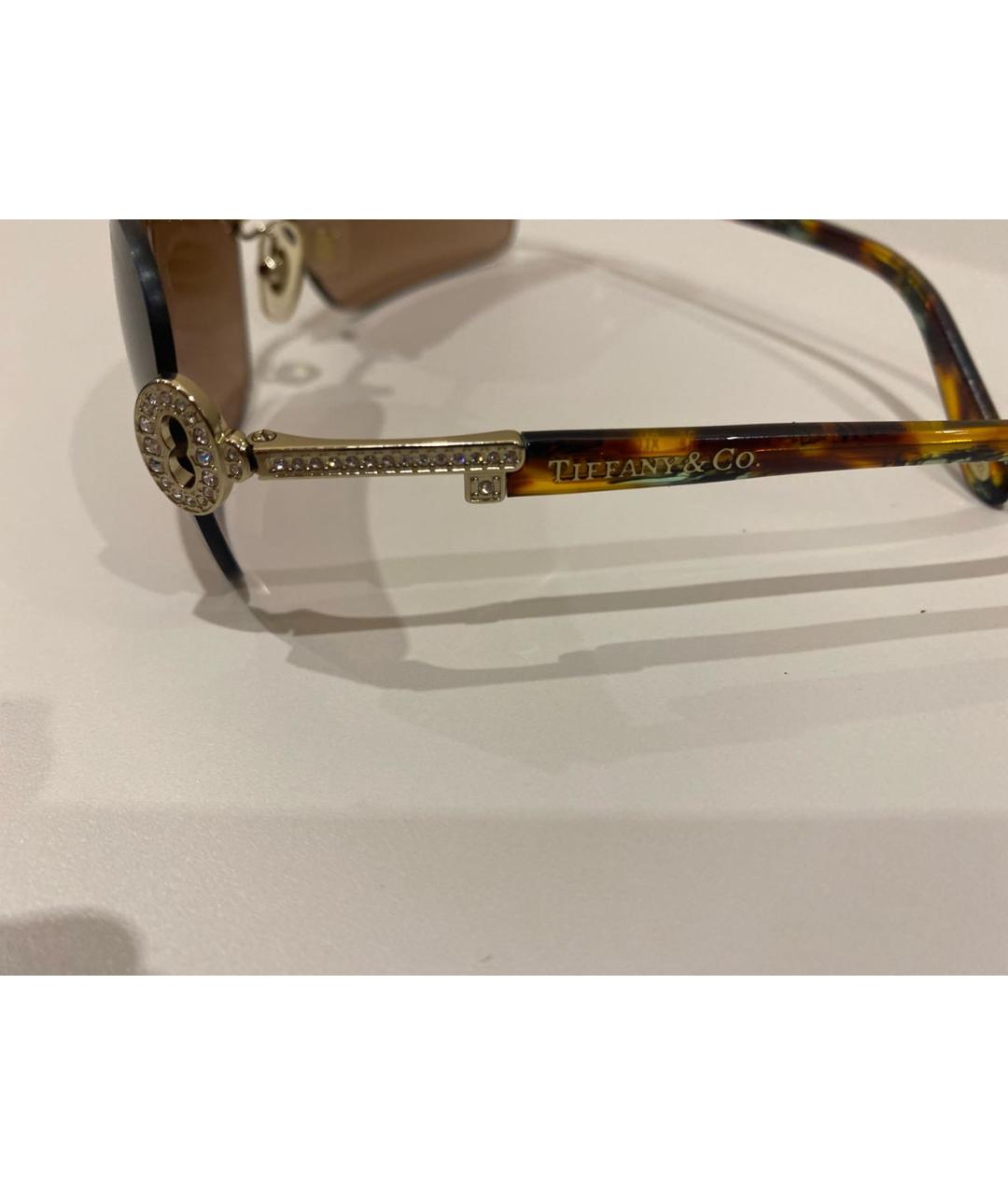 TIFFANY&CO Коричневые металлические солнцезащитные очки, фото 5