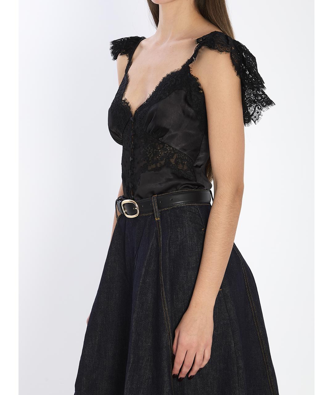 SELF-PORTRAIT Черная полиэстеровая майка, фото 3