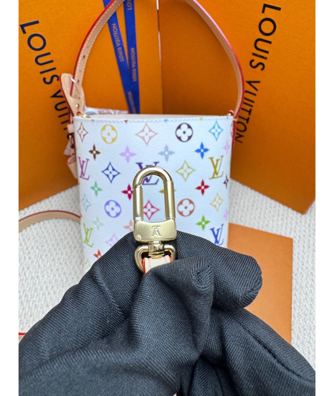 LOUIS VUITTON Белая кожаная сумка через плечо, фото 7