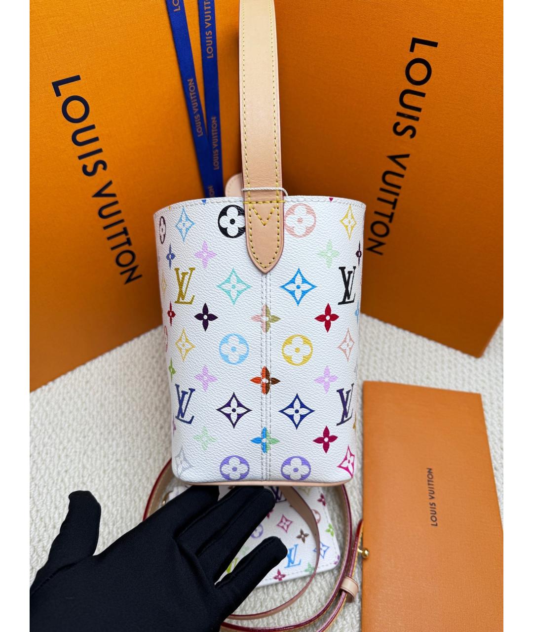 LOUIS VUITTON Белая кожаная сумка через плечо, фото 5