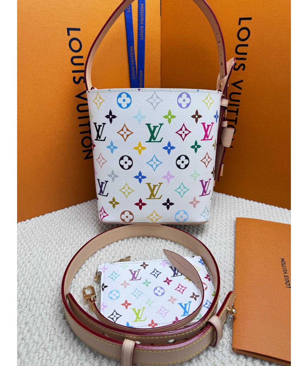 LOUIS VUITTON Белая кожаная сумка через плечо, фото 10