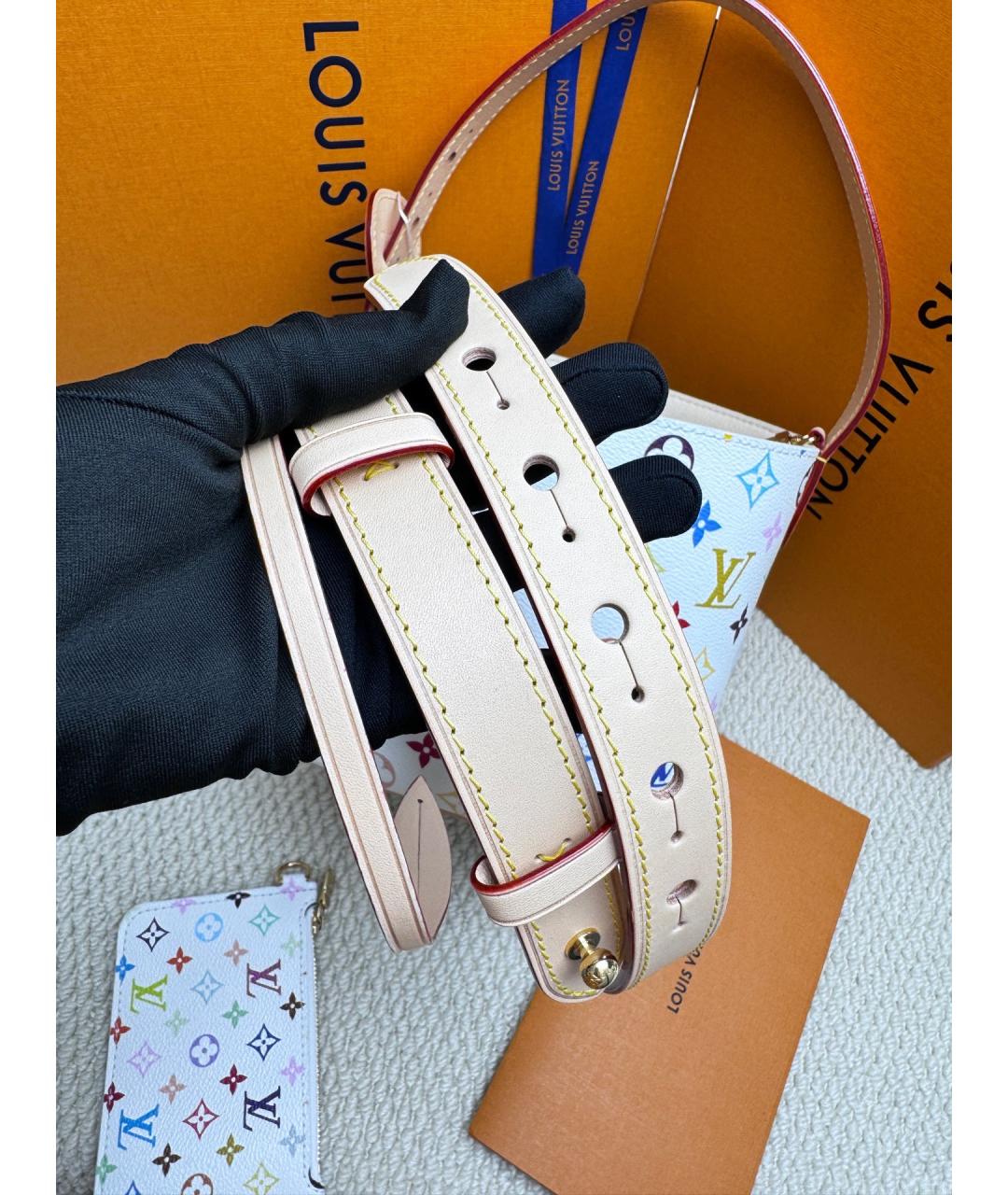 LOUIS VUITTON Белая кожаная сумка через плечо, фото 6