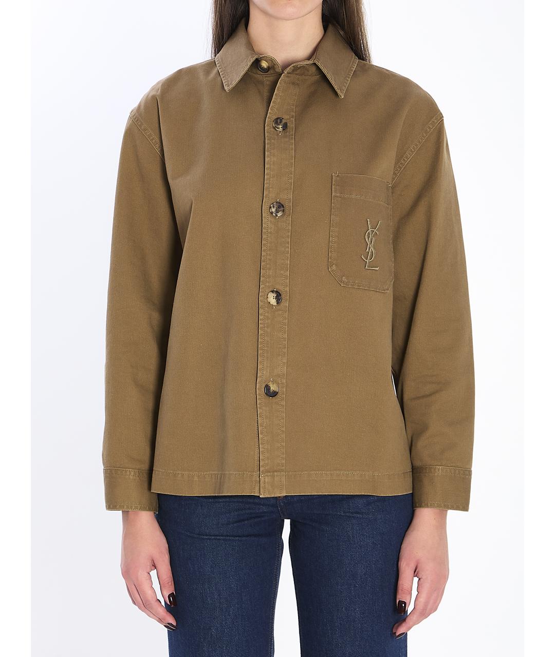 SAINT LAURENT Зеленая хлопковая рубашка, фото 2