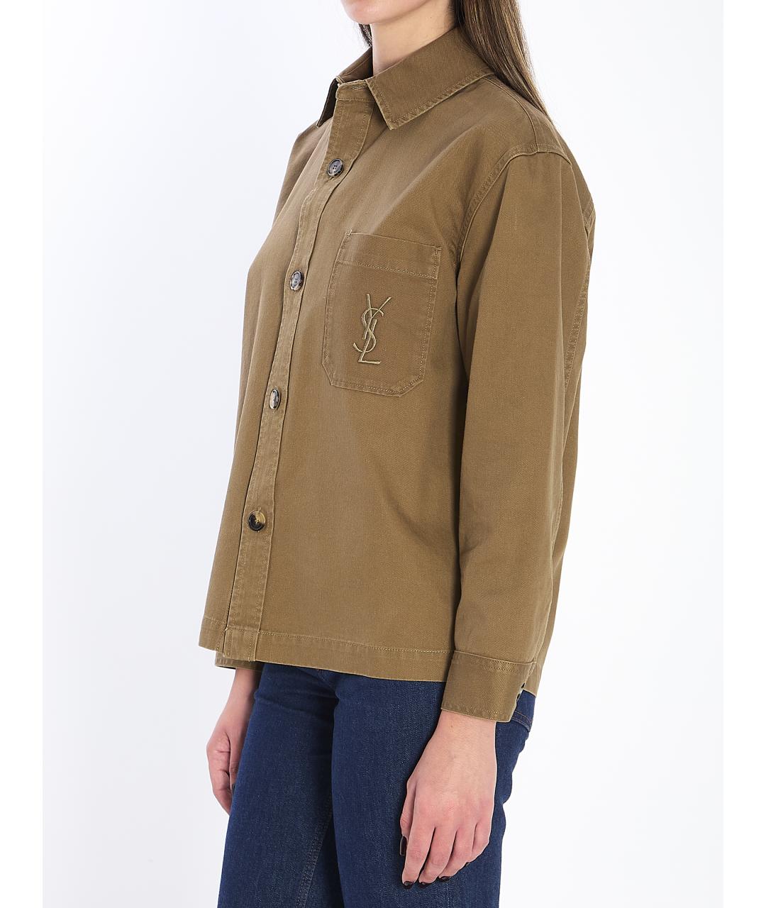SAINT LAURENT Зеленая хлопковая рубашка, фото 3
