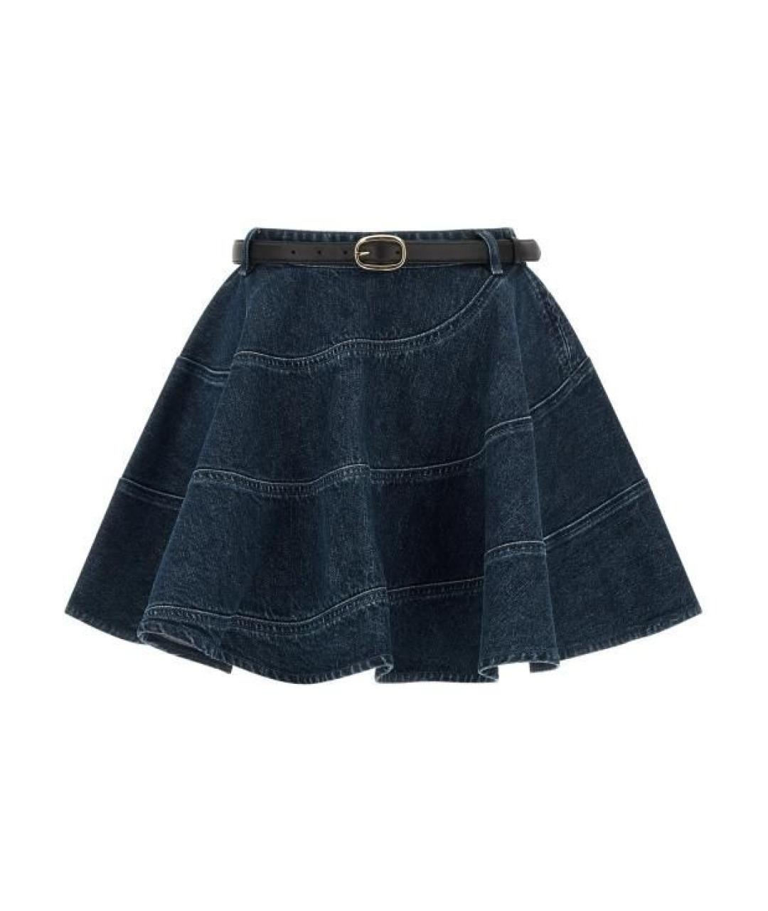 SELF-PORTRAIT Синяя деним юбка мини, фото 1