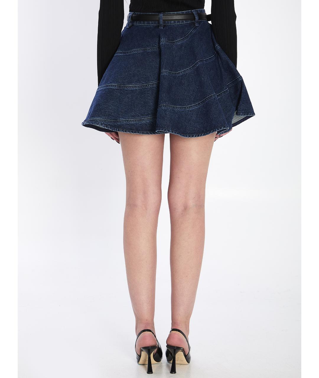 SELF-PORTRAIT Синяя деним юбка мини, фото 4