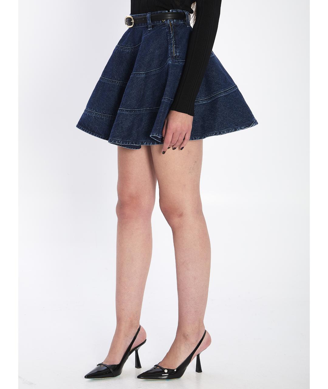 SELF-PORTRAIT Синяя деним юбка мини, фото 2