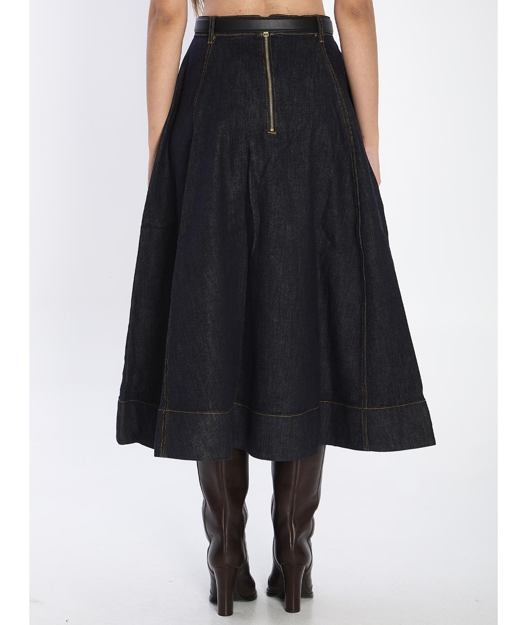 SELF-PORTRAIT Темно-синяя хлопковая юбка миди, фото 2