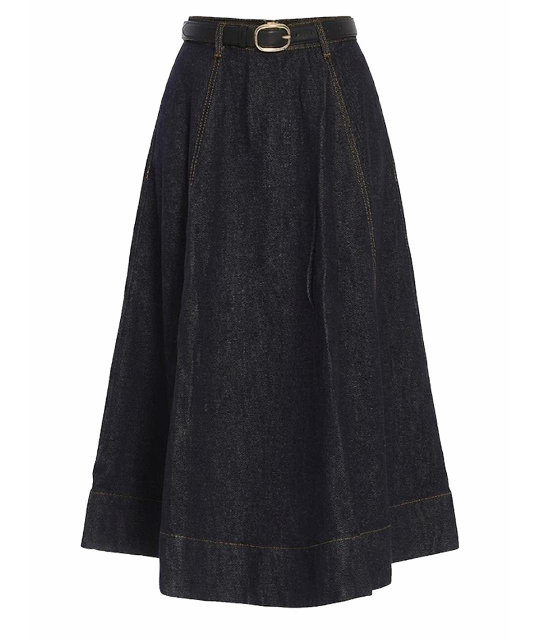 SELF-PORTRAIT Темно-синяя хлопковая юбка миди, фото 1