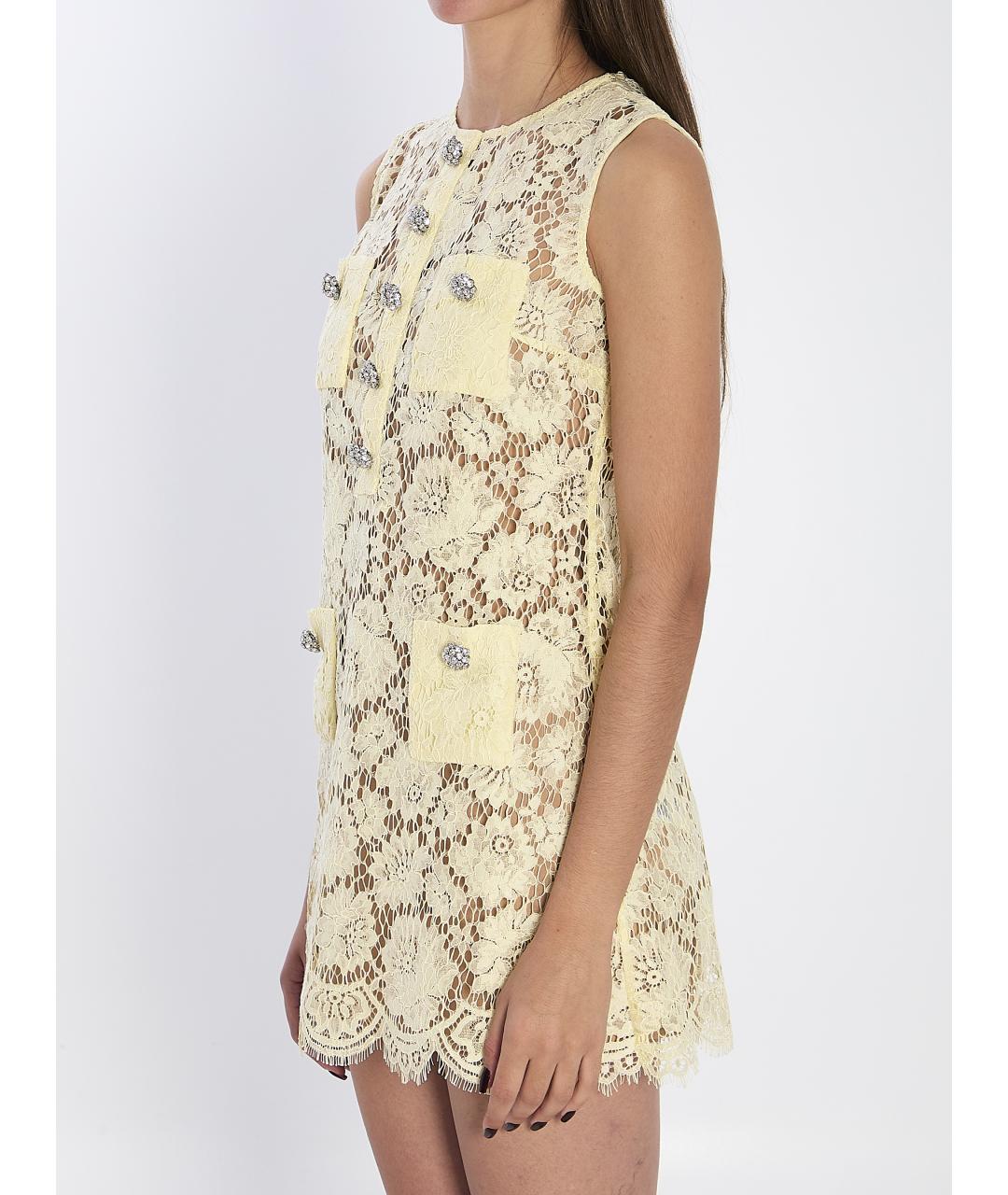 SELF-PORTRAIT Желтое полиамидовое платье, фото 3