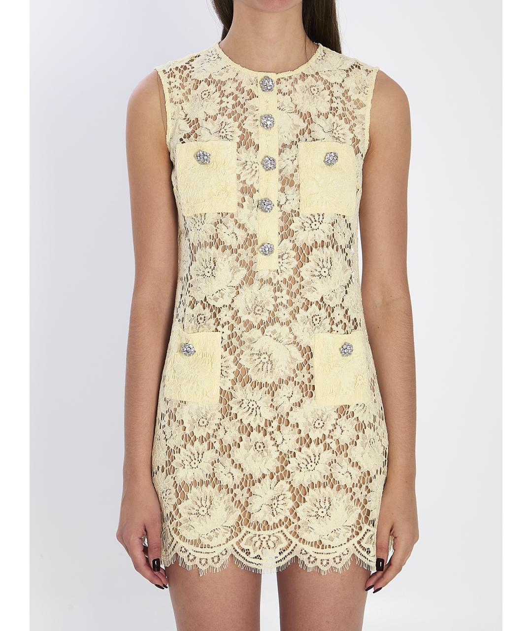 SELF-PORTRAIT Желтое полиамидовое платье, фото 2