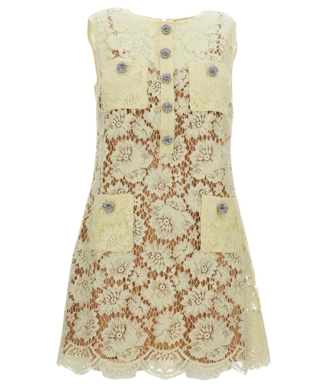 SELF-PORTRAIT Желтое полиамидовое платье, фото 1