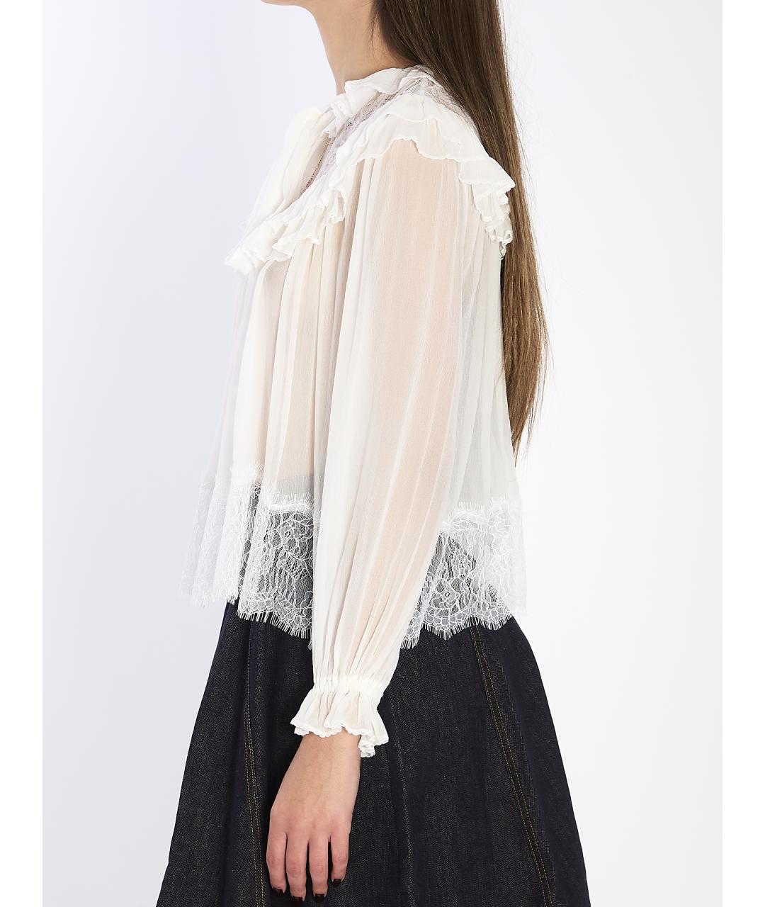 SELF-PORTRAIT Белая вискозная блузы, фото 4