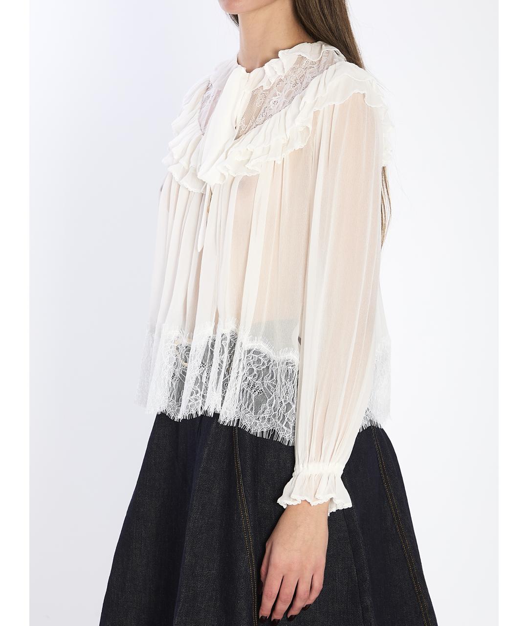 SELF-PORTRAIT Белая вискозная блузы, фото 3