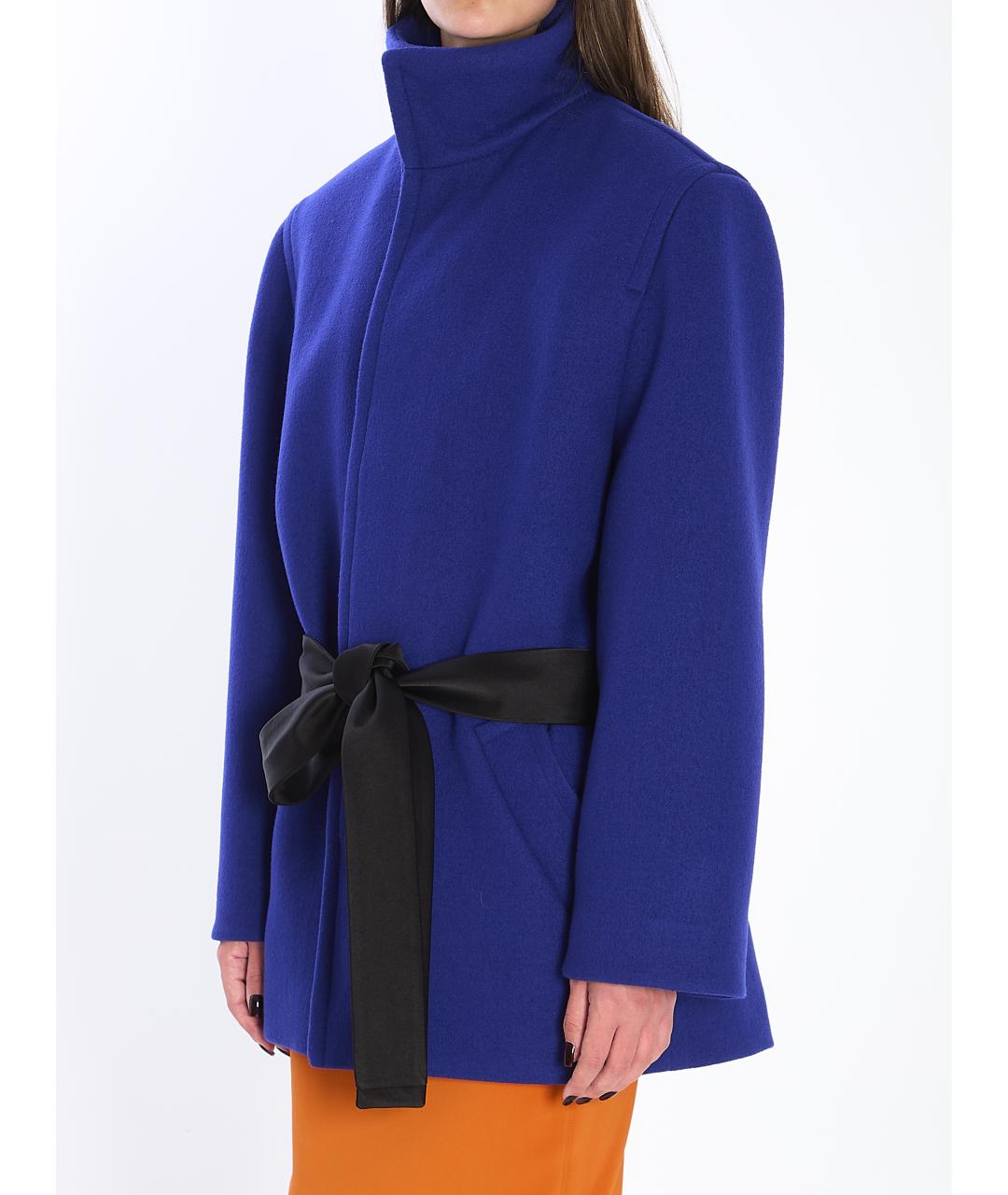 SAINT LAURENT Синее шерстяное пальто, фото 3